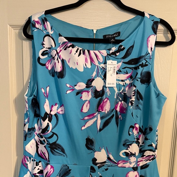 Roz & Ali Blue and Pink Floral Mini Dress - Picture 3 of 4